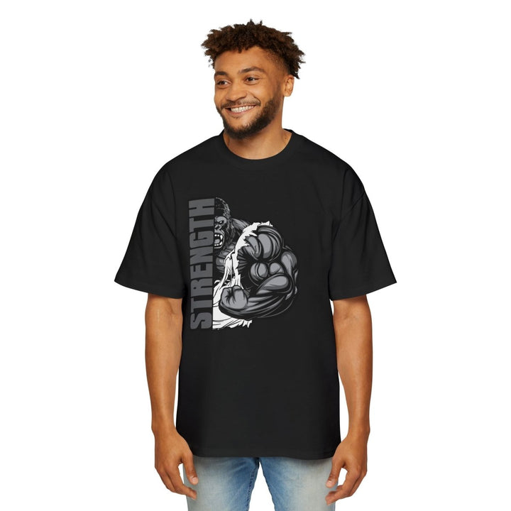 Heavy Oversized Tee - Bold Strength Graphic Tee for Fitness Enthusiasts - Black - S - Heavy Oversized Tee - Bold Strength Graphic Tee for Fitness Enthusiasts - Tatoo Tee