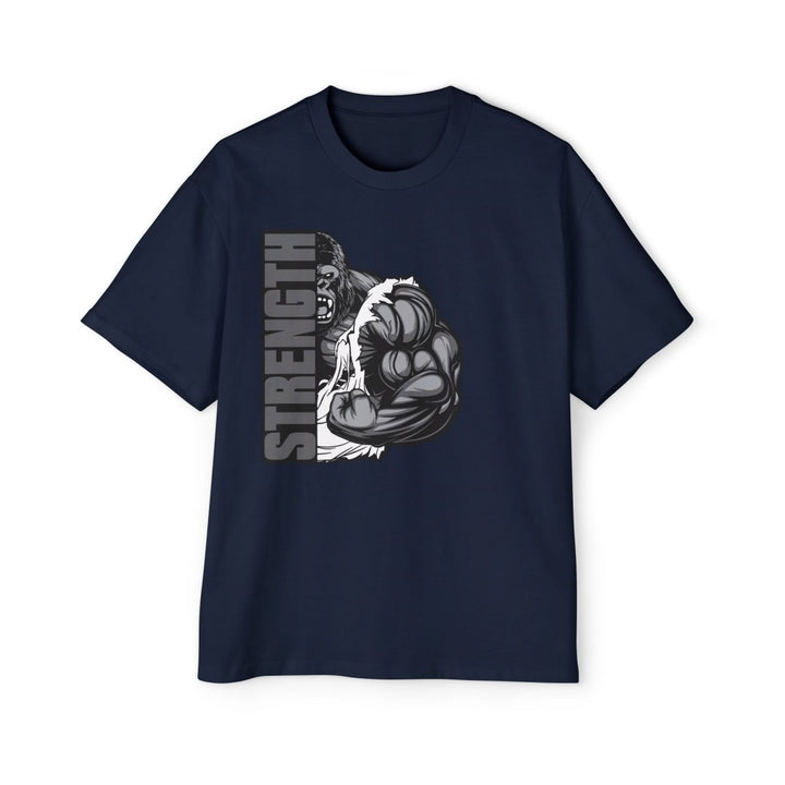 Heavy Oversized Tee - Bold Strength Graphic Tee for Fitness Enthusiasts - Navy - S - Heavy Oversized Tee - Bold Strength Graphic Tee for Fitness Enthusiasts - Tatoo Tee