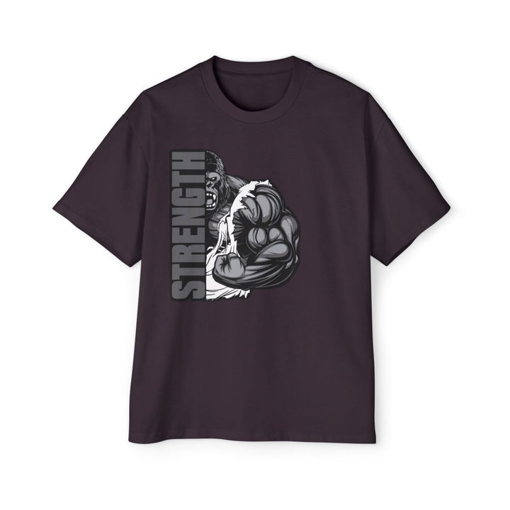 Heavy Oversized Tee - Bold Strength Graphic Tee for Fitness Enthusiasts - Plum - L - Heavy Oversized Tee - Bold Strength Graphic Tee for Fitness Enthusiasts - Tatoo Tee