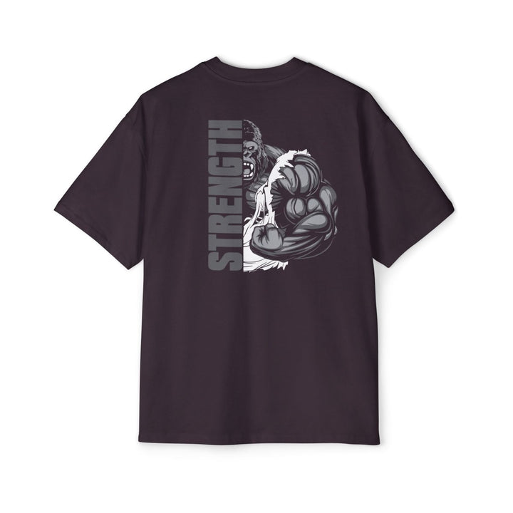 Heavy Oversized Tee - Bold Strength Graphic Tee for Fitness Enthusiasts - Plum - L - Heavy Oversized Tee - Bold Strength Graphic Tee for Fitness Enthusiasts - Tatoo Tee