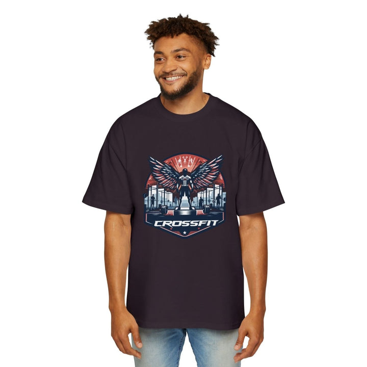 Heavy Oversized Tee - CrossFit Wings Design - Plum - L - Heavy Oversized Tee - CrossFit Wings Design - Tatoo Tee