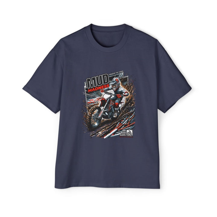 Heavy Oversized Tee - Mud Madness Graphic T-Shirt for Off - Road Enthusiasts - Midnight Blue - S - Heavy Oversized Tee - Mud Madness Graphic T-Shirt for Off - Road Enthusiasts - Tatoo Tee
