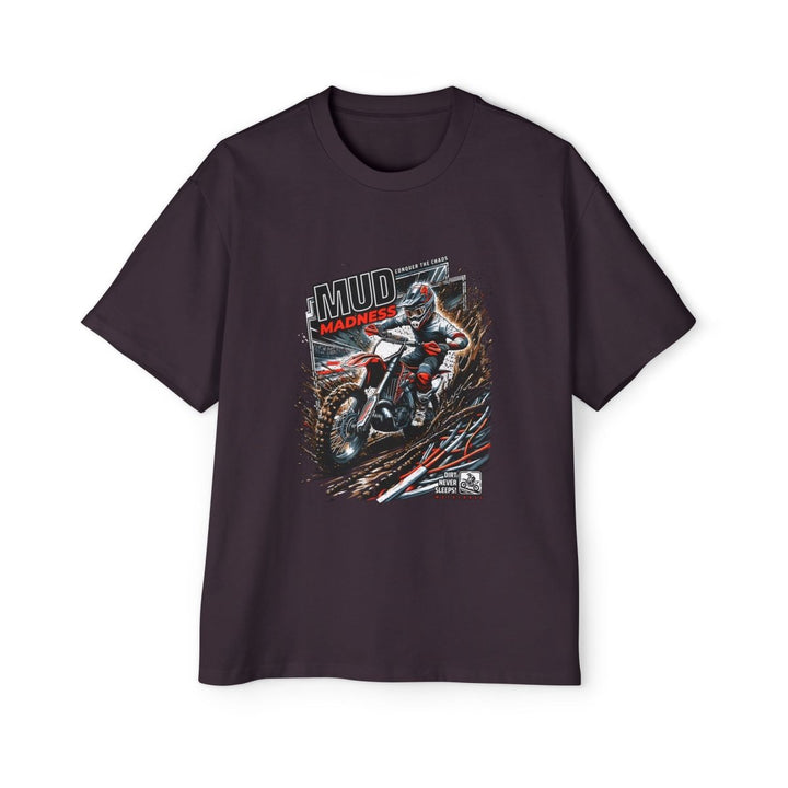 Heavy Oversized Tee - Mud Madness Graphic T-Shirt for Off - Road Enthusiasts - Plum - L - Heavy Oversized Tee - Mud Madness Graphic T-Shirt for Off - Road Enthusiasts - Tatoo Tee