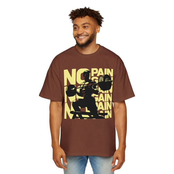 Heavy Oversized Tee - No Pain No Gain Fitness Shirt - Clay - S - Heavy Oversized Tee - No Pain No Gain Fitness Shirt - Tatoo Tee