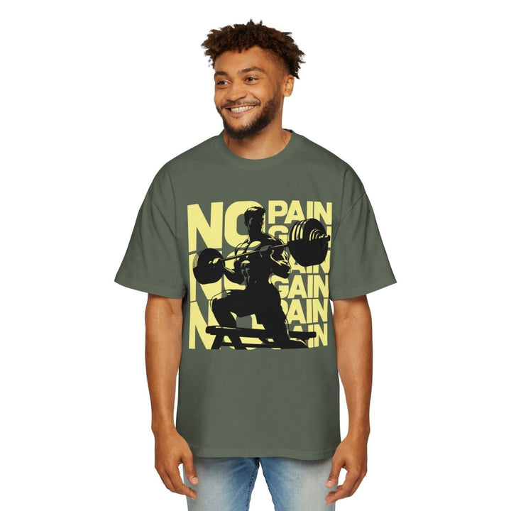 Heavy Oversized Tee - No Pain No Gain Fitness Shirt - Cypress - S - Heavy Oversized Tee - No Pain No Gain Fitness Shirt - Tatoo Tee