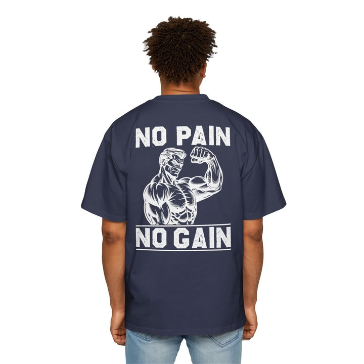 Heavy Oversized Tee - No Pain No Gain Fitness Shirt - Midnight Blue - S - Heavy Oversized Tee - No Pain No Gain Fitness Shirt - Tatoo Tee