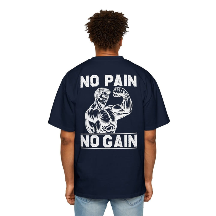 Heavy Oversized Tee - No Pain No Gain Fitness Shirt - Midnight Blue - S - Heavy Oversized Tee - No Pain No Gain Fitness Shirt - Tatoo Tee