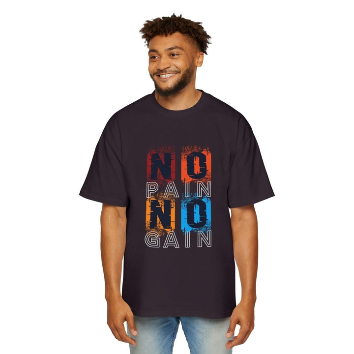 Heavy Oversized Tee - No Pain No Gain Fitness Shirt - Plum - L - Heavy Oversized Tee - No Pain No Gain Fitness Shirt - Tatoo Tee