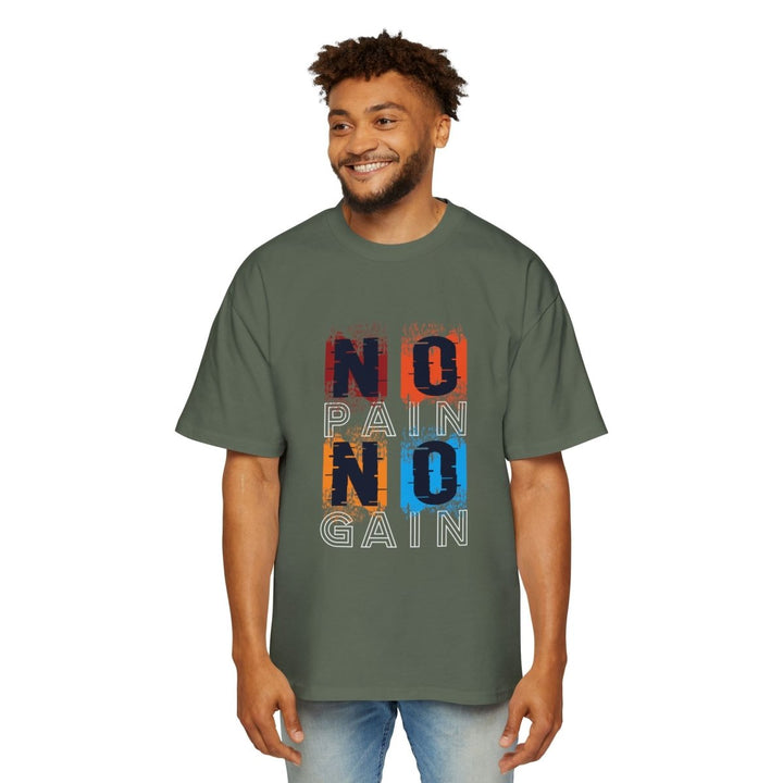 Heavy Oversized Tee - No Pain No Gain Fitness Shirt - Plum - L - Heavy Oversized Tee - No Pain No Gain Fitness Shirt - Tatoo Tee