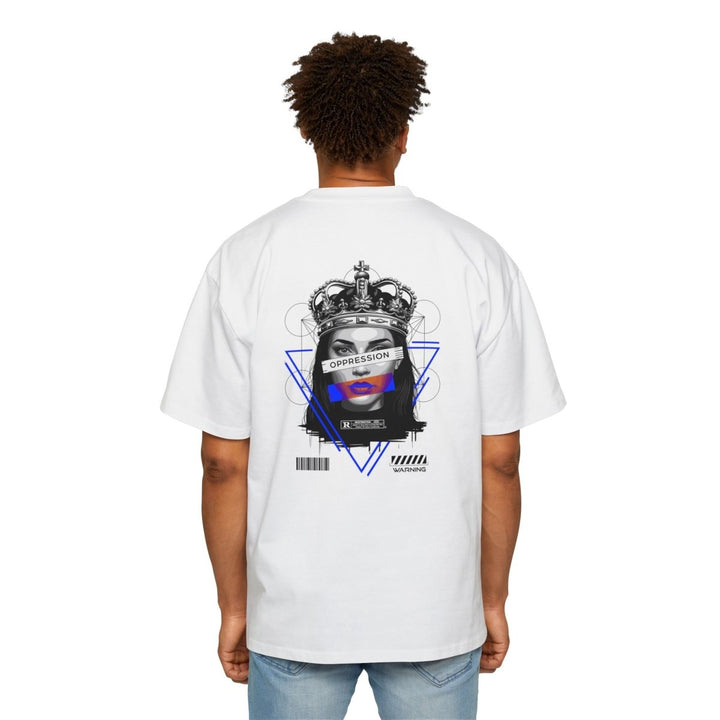 Heavy Oversized Tee - 'Oppression' Graphic Tee for Bold Expression - White - S - Heavy Oversized Tee - 'Oppression' Graphic Tee for Bold Expression - Tatoo Tee