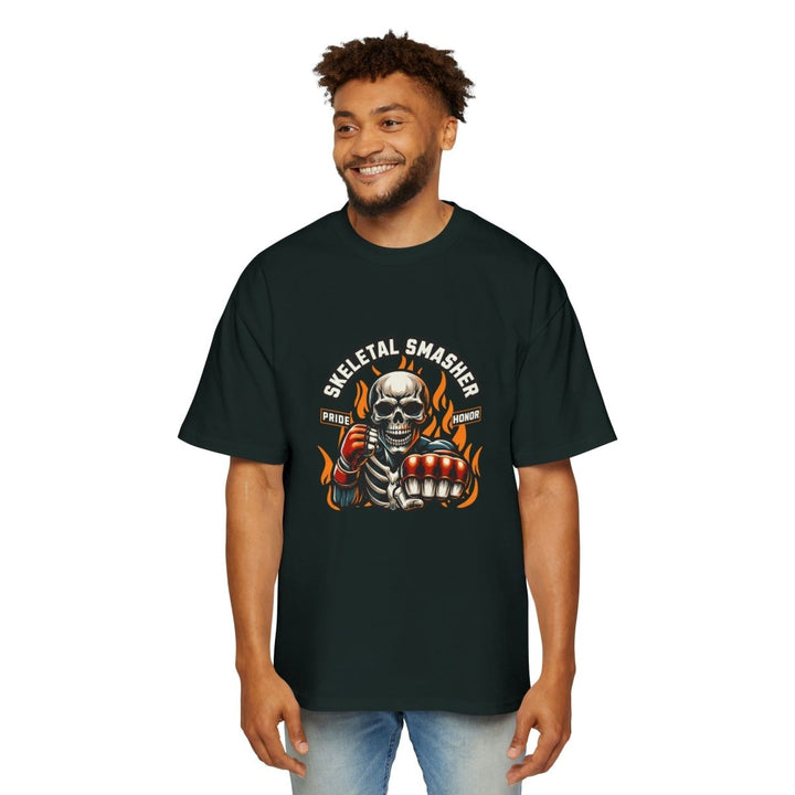 Heavy Oversized Tee - 'Skeletal Smasher' MMA Graphic Tee - Plum - L - Heavy Oversized Tee - 'Skeletal Smasher' MMA Graphic Tee - Tatoo Tee
