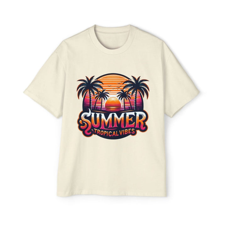 Heavy Oversized Tee - Summer Tropical Vibes Graphic T-Shirt - Butter - S - Heavy Oversized Tee - Summer Tropical Vibes Graphic T-Shirt - Tatoo Tee