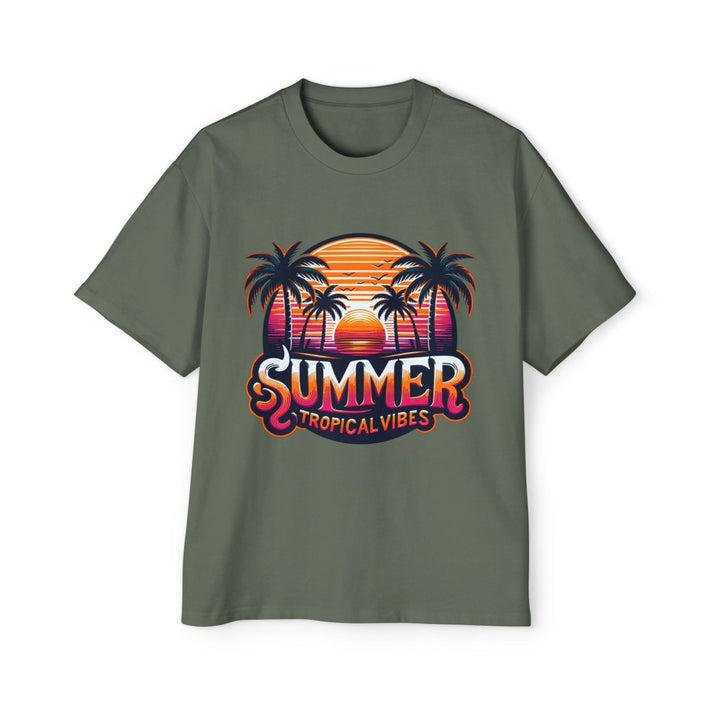Heavy Oversized Tee - Summer Tropical Vibes Graphic T-Shirt - Cypress - S - Heavy Oversized Tee - Summer Tropical Vibes Graphic T-Shirt - Tatoo Tee