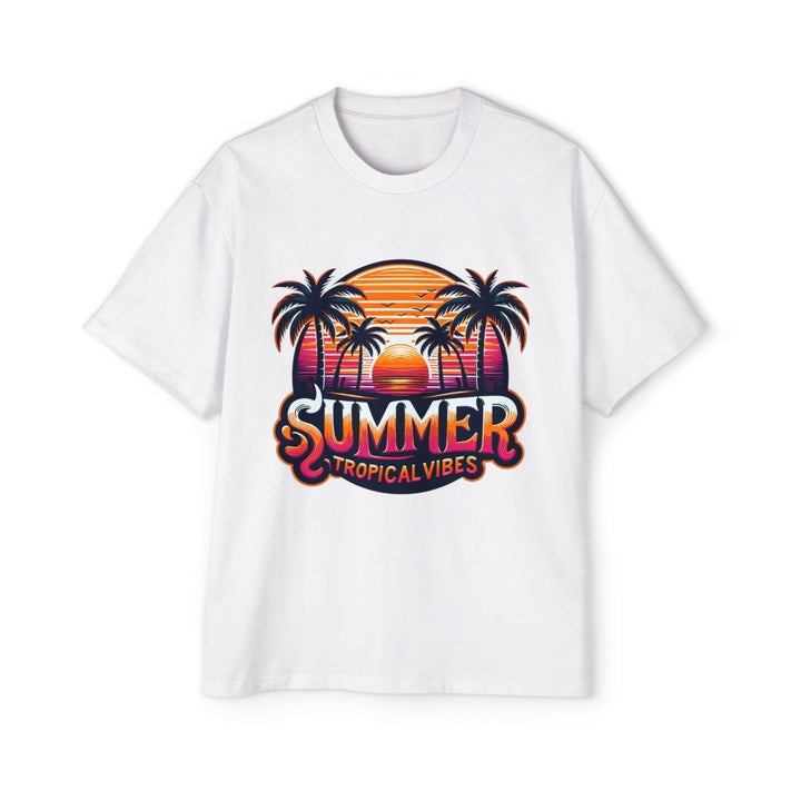 Heavy Oversized Tee - Summer Tropical Vibes Graphic T-Shirt - Plum - L - Heavy Oversized Tee - Summer Tropical Vibes Graphic T-Shirt - Tatoo Tee