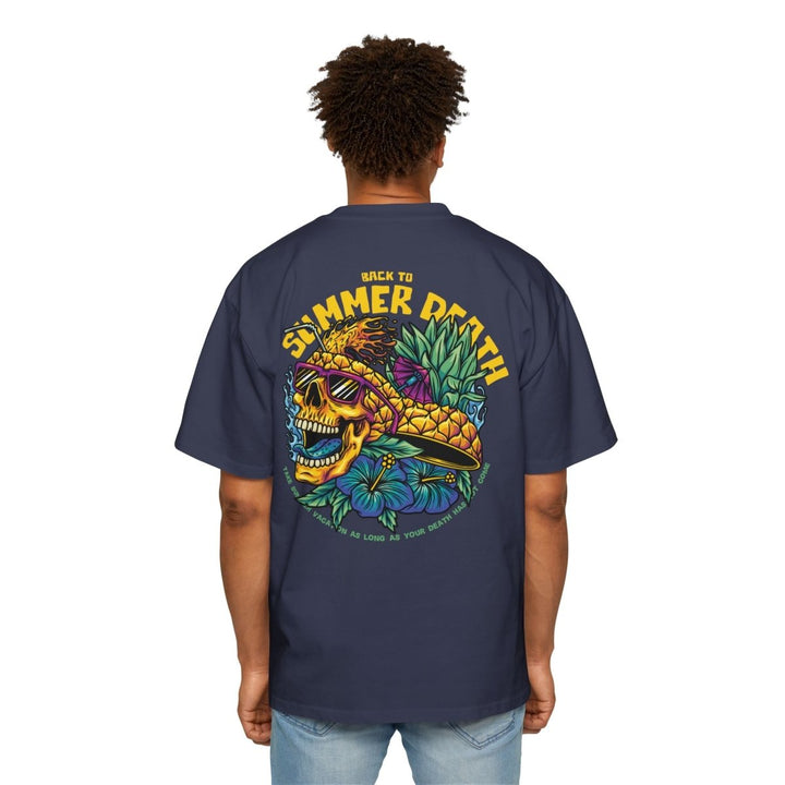 Heavy Oversized Tee - Summer Vibes Skull & Pineapple Graphic Tee - Midnight Blue - S - Heavy Oversized Tee - Summer Vibes Skull & Pineapple Graphic Tee - Tatoo Tee