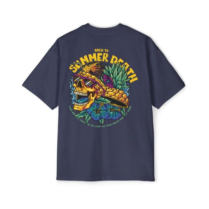 Heavy Oversized Tee - Summer Vibes Skull & Pineapple Graphic Tee - Midnight Blue - S - Heavy Oversized Tee - Summer Vibes Skull & Pineapple Graphic Tee - Tatoo Tee