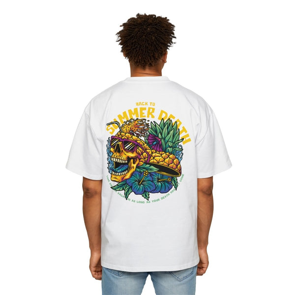 Heavy Oversized Tee - Summer Vibes Skull & Pineapple Graphic Tee - White - S - Heavy Oversized Tee - Summer Vibes Skull & Pineapple Graphic Tee - Tatoo Tee