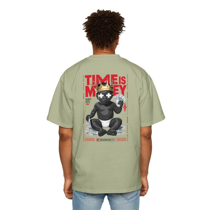Heavy Oversized Tee - 'Time Is Money' Graphic Tee for Trendy Streetwear Lovers - Plum - L - Heavy Oversized Tee - 'Time Is Money' Graphic Tee for Trendy Streetwear Lovers - Tatoo Tee
