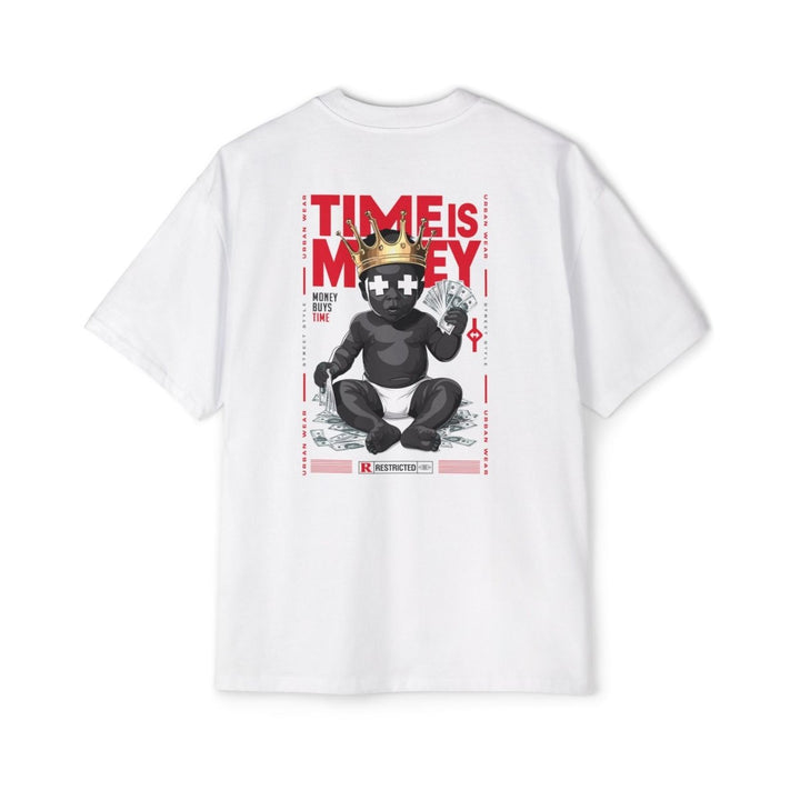 Heavy Oversized Tee - 'Time Is Money' Graphic Tee for Trendy Streetwear Lovers - Plum - L - Heavy Oversized Tee - 'Time Is Money' Graphic Tee for Trendy Streetwear Lovers - Tatoo Tee