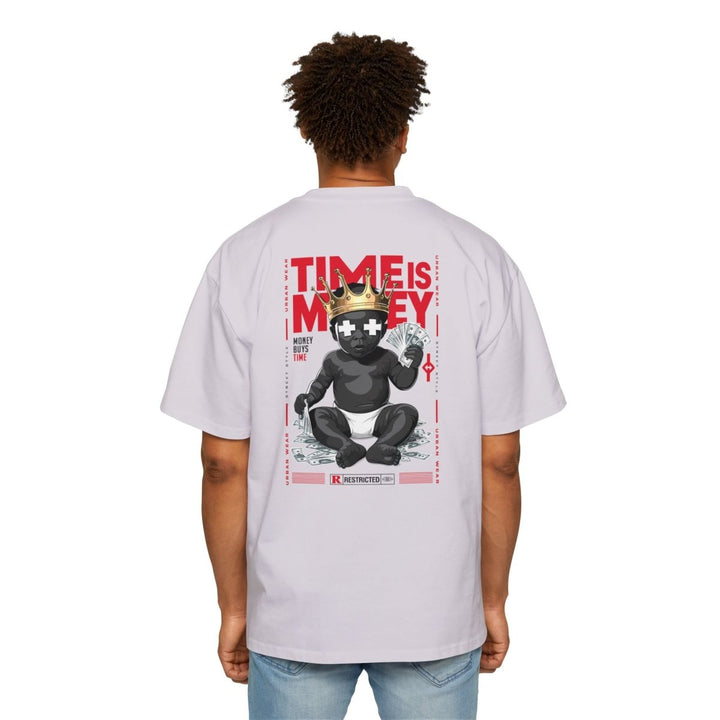 Heavy Oversized Tee - 'Time Is Money' Graphic Tee for Trendy Streetwear Lovers - Plum - L - Heavy Oversized Tee - 'Time Is Money' Graphic Tee for Trendy Streetwear Lovers - Tatoo Tee