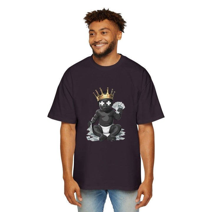 Heavy Oversized Tee - 'Time Is Money' Graphic Tee for Trendy Streetwear Lovers - Plum - L - Heavy Oversized Tee - 'Time Is Money' Graphic Tee for Trendy Streetwear Lovers - Tatoo Tee