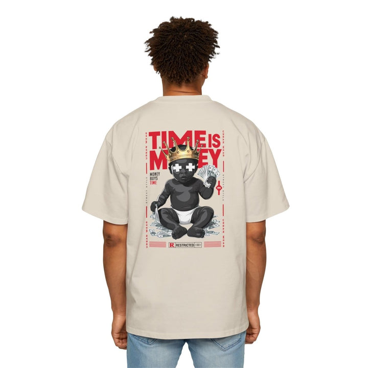 Heavy Oversized Tee - 'Time Is Money' Graphic Tee for Trendy Streetwear Lovers - Plum - L - Heavy Oversized Tee - 'Time Is Money' Graphic Tee for Trendy Streetwear Lovers - Tatoo Tee