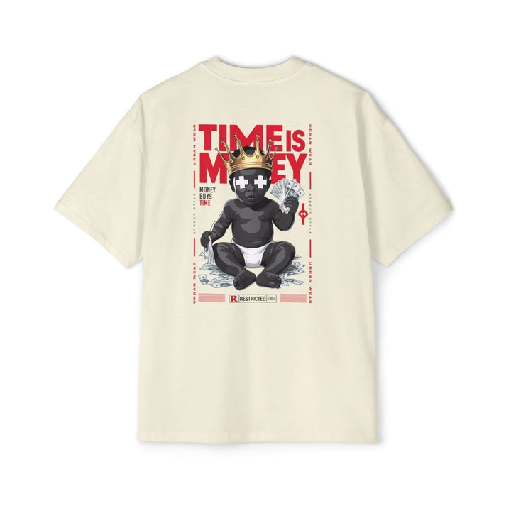 Heavy Oversized Tee - 'Time Is Money' Graphic Tee for Trendy Streetwear Lovers - Plum - L - Heavy Oversized Tee - 'Time Is Money' Graphic Tee for Trendy Streetwear Lovers - Tatoo Tee