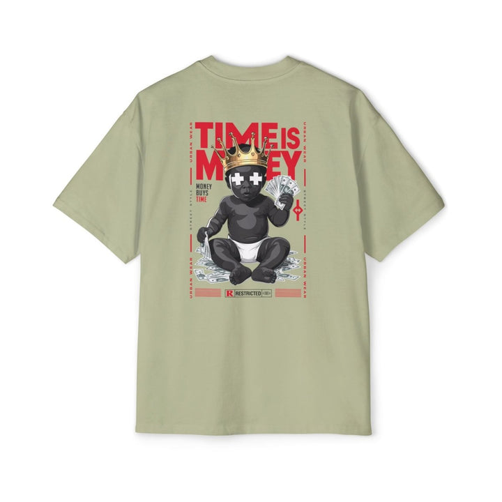 Heavy Oversized Tee - 'Time Is Money' Graphic Tee for Trendy Streetwear Lovers - Plum - L - Heavy Oversized Tee - 'Time Is Money' Graphic Tee for Trendy Streetwear Lovers - Tatoo Tee
