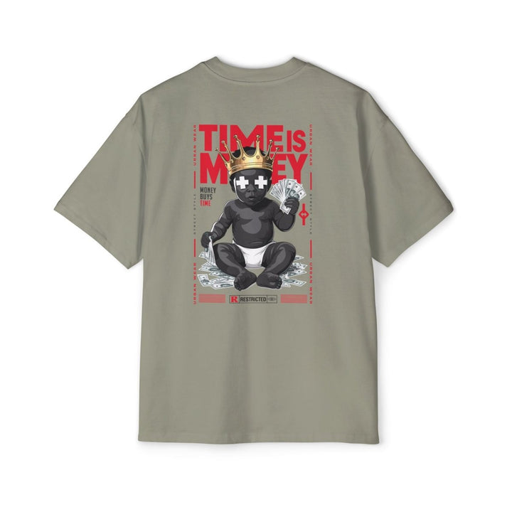 Heavy Oversized Tee - 'Time Is Money' Graphic Tee for Trendy Streetwear Lovers - Plum - L - Heavy Oversized Tee - 'Time Is Money' Graphic Tee for Trendy Streetwear Lovers - Tatoo Tee