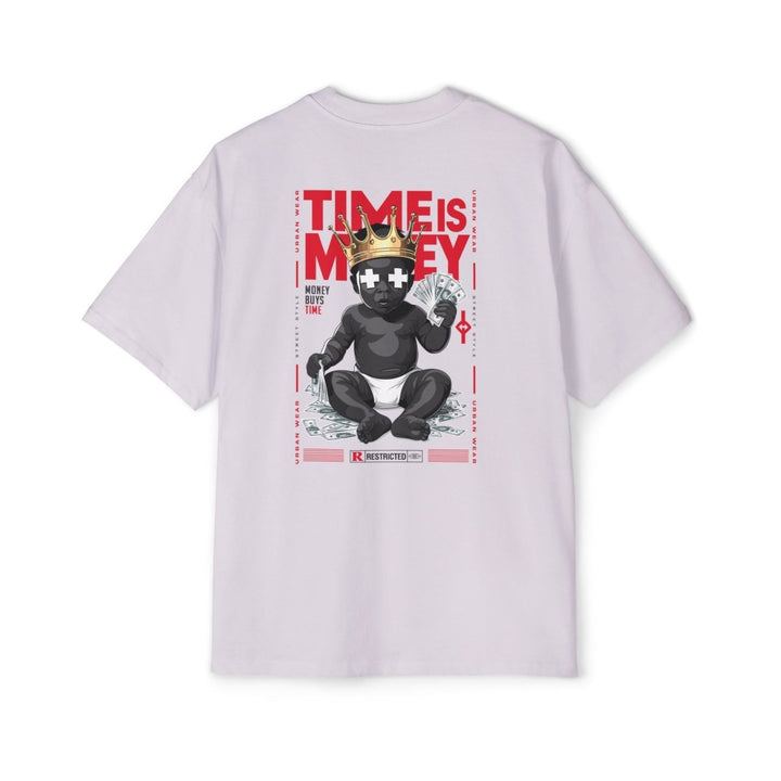 Heavy Oversized Tee - 'Time Is Money' Graphic Tee for Trendy Streetwear Lovers - Plum - L - Heavy Oversized Tee - 'Time Is Money' Graphic Tee for Trendy Streetwear Lovers - Tatoo Tee