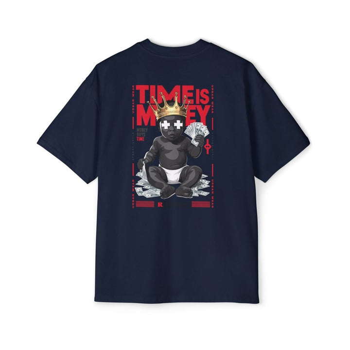 Heavy Oversized Tee - 'Time Is Money' Graphic Tee for Trendy Streetwear Lovers - Plum - L - Heavy Oversized Tee - 'Time Is Money' Graphic Tee for Trendy Streetwear Lovers - Tatoo Tee