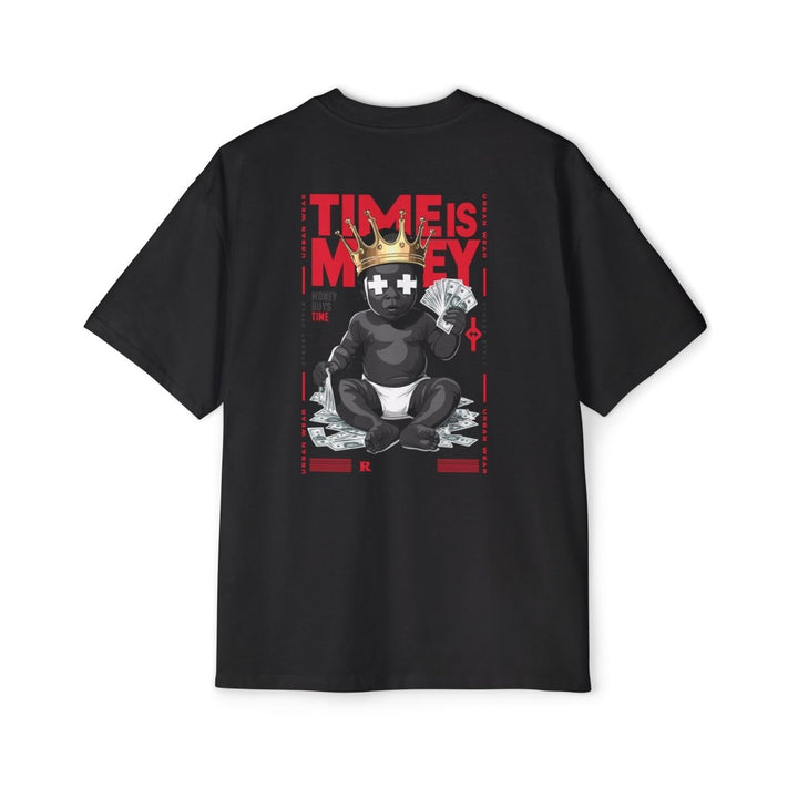 Heavy Oversized Tee - 'Time Is Money' Graphic Tee for Trendy Streetwear Lovers - Plum - L - Heavy Oversized Tee - 'Time Is Money' Graphic Tee for Trendy Streetwear Lovers - Tatoo Tee