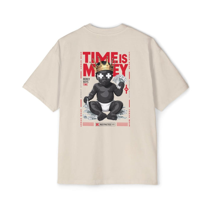 Heavy Oversized Tee - 'Time Is Money' Graphic Tee for Trendy Streetwear Lovers - Plum - L - Heavy Oversized Tee - 'Time Is Money' Graphic Tee for Trendy Streetwear Lovers - Tatoo Tee