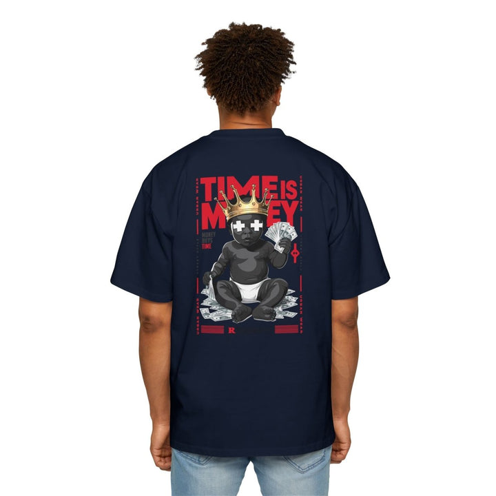 Heavy Oversized Tee - 'Time Is Money' Graphic Tee for Trendy Streetwear Lovers - Plum - L - Heavy Oversized Tee - 'Time Is Money' Graphic Tee for Trendy Streetwear Lovers - Tatoo Tee