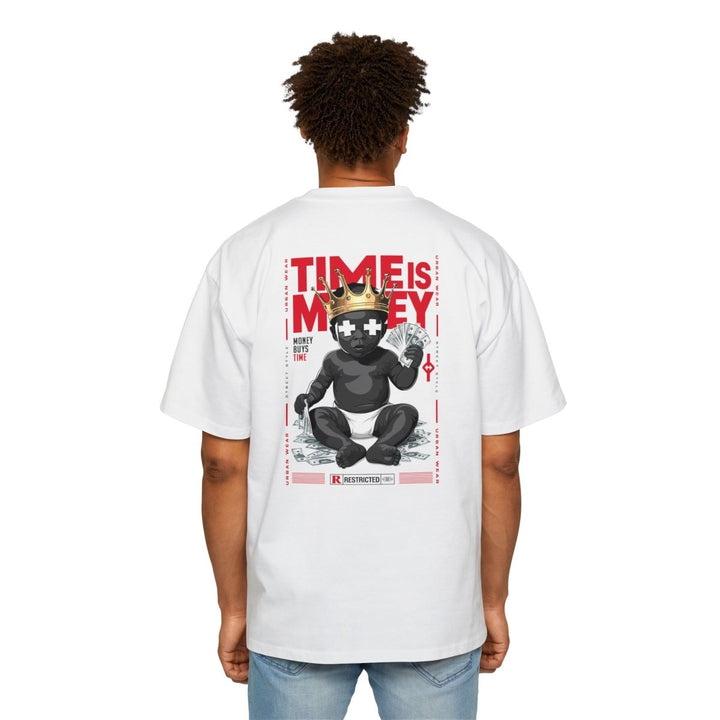 Heavy Oversized Tee - 'Time Is Money' Graphic Tee for Trendy Streetwear Lovers - Plum - L - Heavy Oversized Tee - 'Time Is Money' Graphic Tee for Trendy Streetwear Lovers - Tatoo Tee