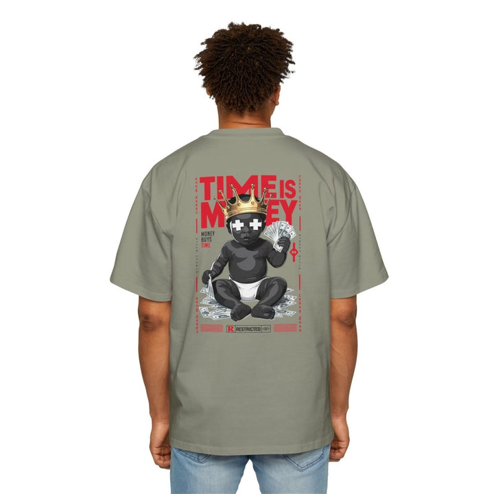 Heavy Oversized Tee - 'Time Is Money' Graphic Tee for Trendy Streetwear Lovers - Plum - L - Heavy Oversized Tee - 'Time Is Money' Graphic Tee for Trendy Streetwear Lovers - Tatoo Tee