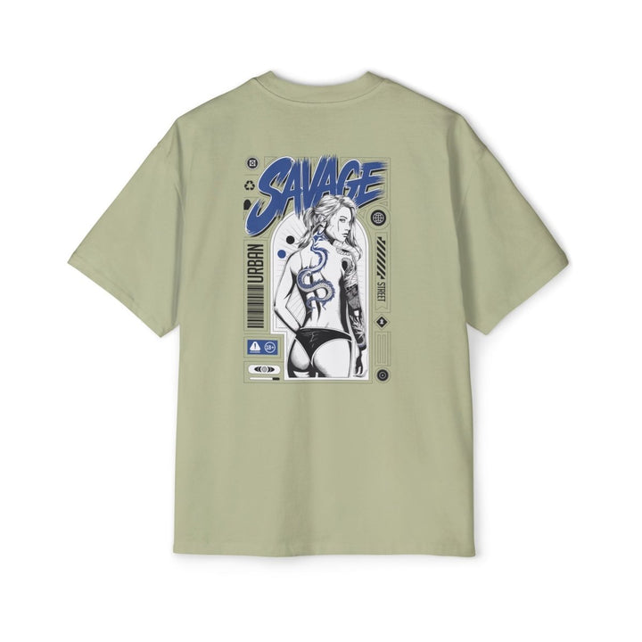 Heavy Oversized Tee with 'SAVAGE' Graphic - Streetwear Vibe - Orchid - S - Heavy Oversized Tee with 'SAVAGE' Graphic - Streetwear Vibe - Tatoo Tee