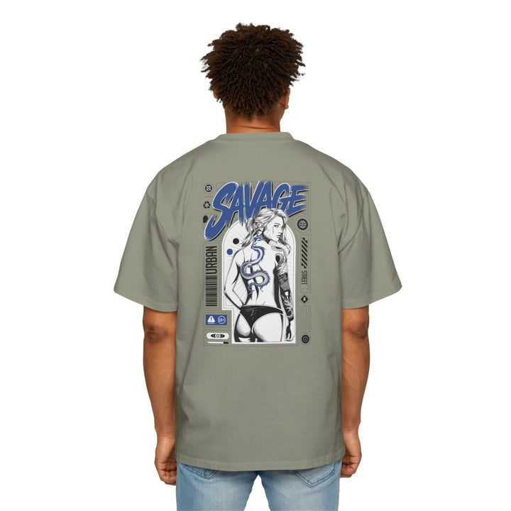 Heavy Oversized Tee with 'SAVAGE' Graphic - Streetwear Vibe - Orchid - S - Heavy Oversized Tee with 'SAVAGE' Graphic - Streetwear Vibe - Tatoo Tee