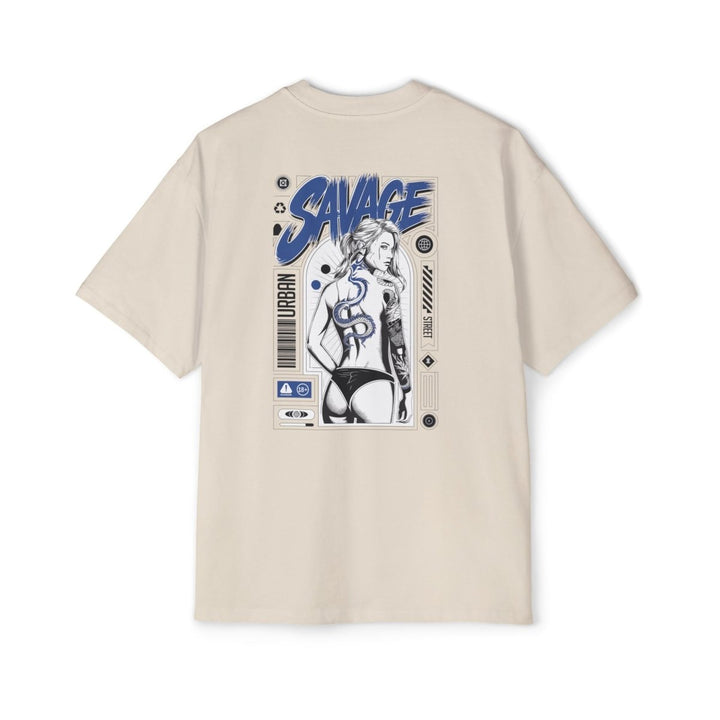Heavy Oversized Tee with 'SAVAGE' Graphic - Streetwear Vibe - Orchid - S - Heavy Oversized Tee with 'SAVAGE' Graphic - Streetwear Vibe - Tatoo Tee