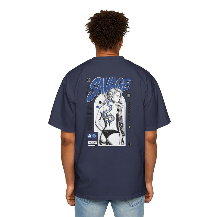 Heavy Oversized Tee with 'SAVAGE' Graphic - Streetwear Vibe - Orchid - S - Heavy Oversized Tee with 'SAVAGE' Graphic - Streetwear Vibe - Tatoo Tee
