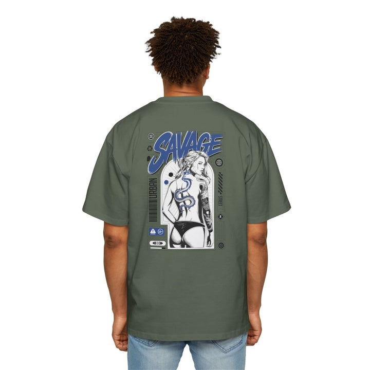 Heavy Oversized Tee with 'SAVAGE' Graphic - Streetwear Vibe - Orchid - S - Heavy Oversized Tee with 'SAVAGE' Graphic - Streetwear Vibe - Tatoo Tee
