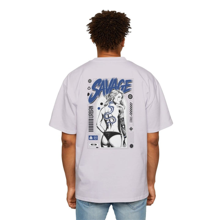 Heavy Oversized Tee with 'SAVAGE' Graphic - Streetwear Vibe - Orchid - S - Heavy Oversized Tee with 'SAVAGE' Graphic - Streetwear Vibe - Tatoo Tee
