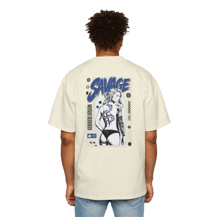 Heavy Oversized Tee with 'SAVAGE' Graphic - Streetwear Vibe - Orchid - S - Heavy Oversized Tee with 'SAVAGE' Graphic - Streetwear Vibe - Tatoo Tee
