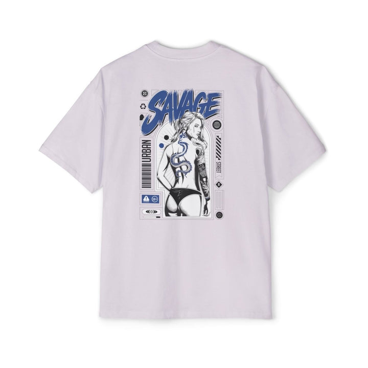 Heavy Oversized Tee with 'SAVAGE' Graphic - Streetwear Vibe - Orchid - S - Heavy Oversized Tee with 'SAVAGE' Graphic - Streetwear Vibe - Tatoo Tee