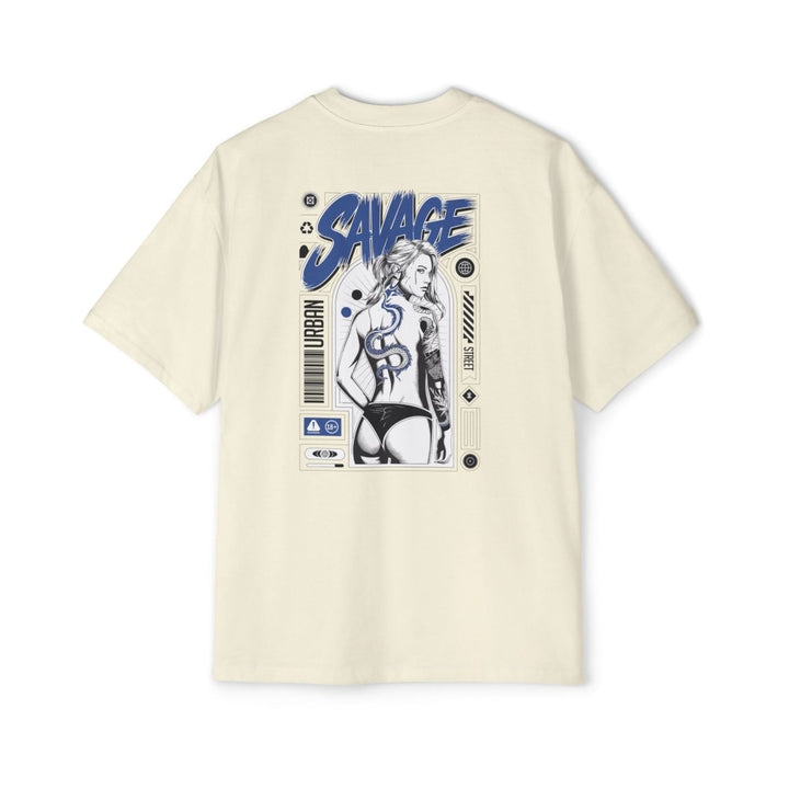 Heavy Oversized Tee with 'SAVAGE' Graphic - Streetwear Vibe - Orchid - S - Heavy Oversized Tee with 'SAVAGE' Graphic - Streetwear Vibe - Tatoo Tee