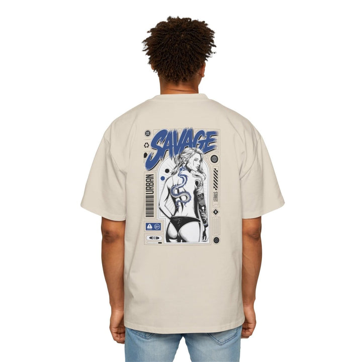 Heavy Oversized Tee with 'SAVAGE' Graphic - Streetwear Vibe - Orchid - S - Heavy Oversized Tee with 'SAVAGE' Graphic - Streetwear Vibe - Tatoo Tee