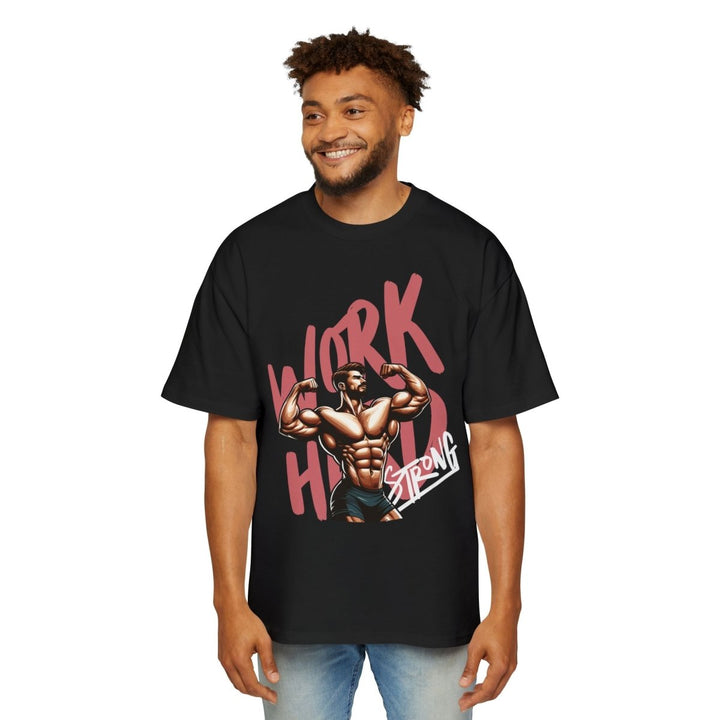 Heavy Oversized Tee – 'Work Hard, Stay Strong' Fitness Shirt - Black - S - Heavy Oversized Tee – 'Work Hard, Stay Strong' Fitness Shirt - Tatoo Tee
