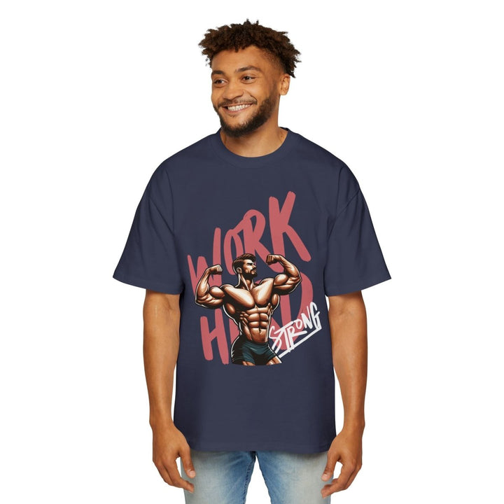 Heavy Oversized Tee – 'Work Hard, Stay Strong' Fitness Shirt - Plum - L - Heavy Oversized Tee – 'Work Hard, Stay Strong' Fitness Shirt - Tatoo Tee