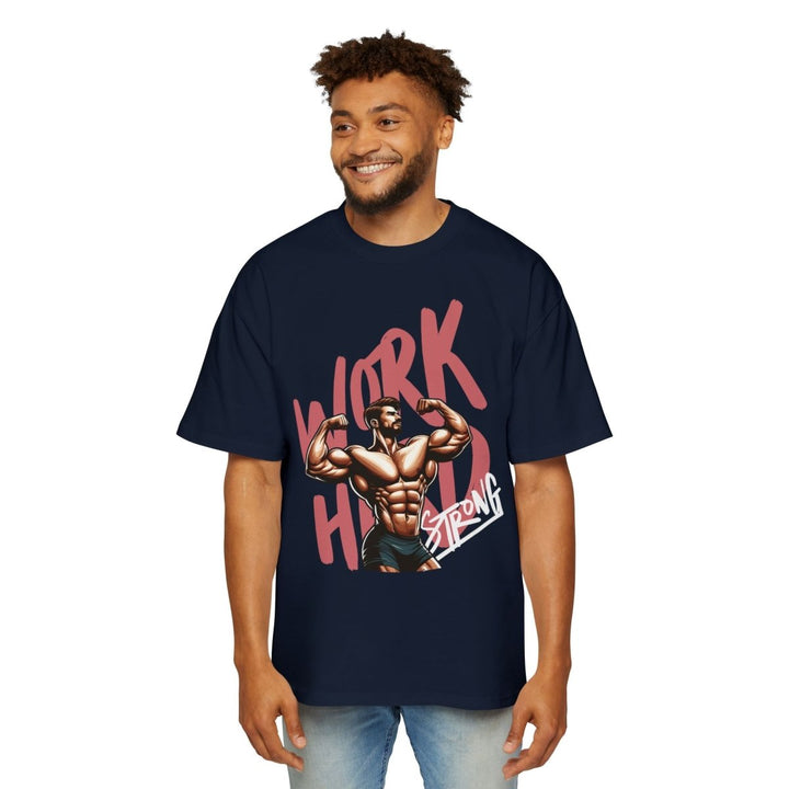 Heavy Oversized Tee – 'Work Hard, Stay Strong' Fitness Shirt - Plum - L - Heavy Oversized Tee – 'Work Hard, Stay Strong' Fitness Shirt - Tatoo Tee