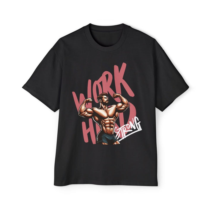 Heavy Oversized Tee – 'Work Hard, Stay Strong' Fitness Shirt - Plum - L - Heavy Oversized Tee – 'Work Hard, Stay Strong' Fitness Shirt - Tatoo Tee